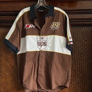 Chase Authentics Brown White & Black UPS Racing Button-Down Shirt